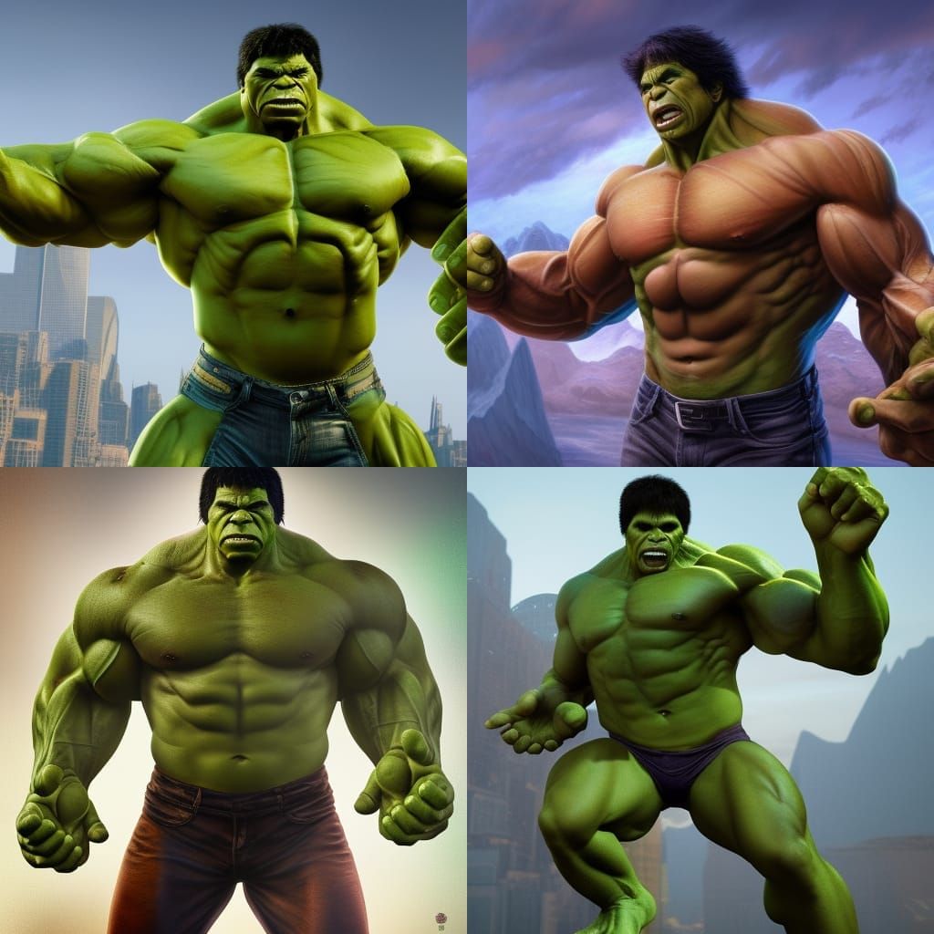 Incredible Hulk Half Humanoid Superhero Concept Art