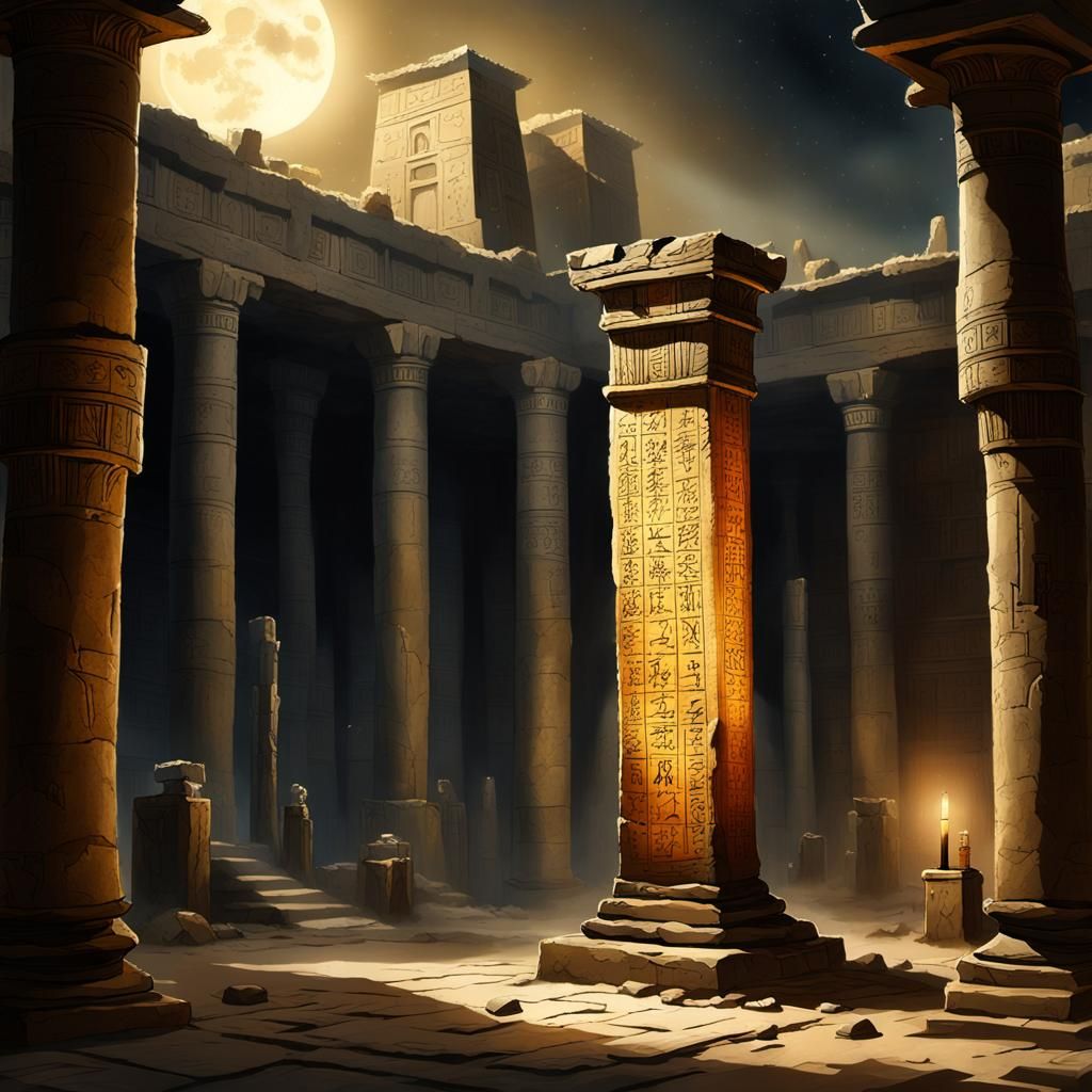 Ancient Egyptian Cityscape on Papyrus Scroll