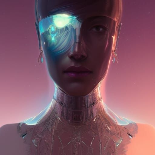 Crystalline Alien Sarcophagus Portrait in Detailed Digital A...