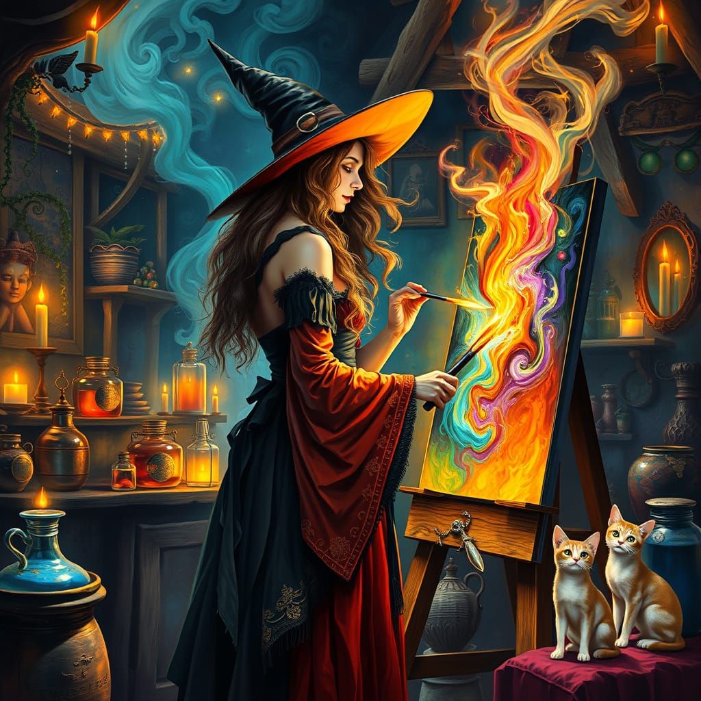 Witch Artist's Painting Comes Alive in Magical Studio
