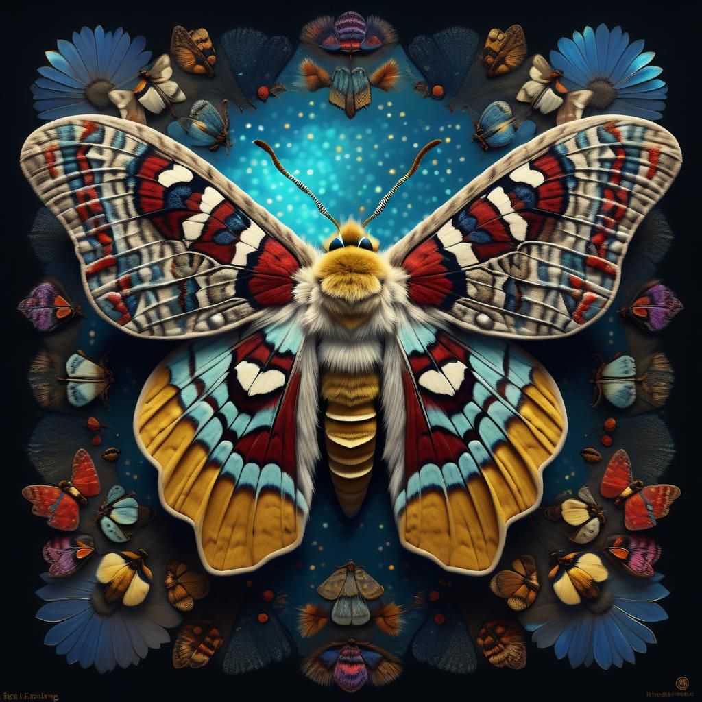 Ultra Realistic Macro Portrait of a Silkmoth