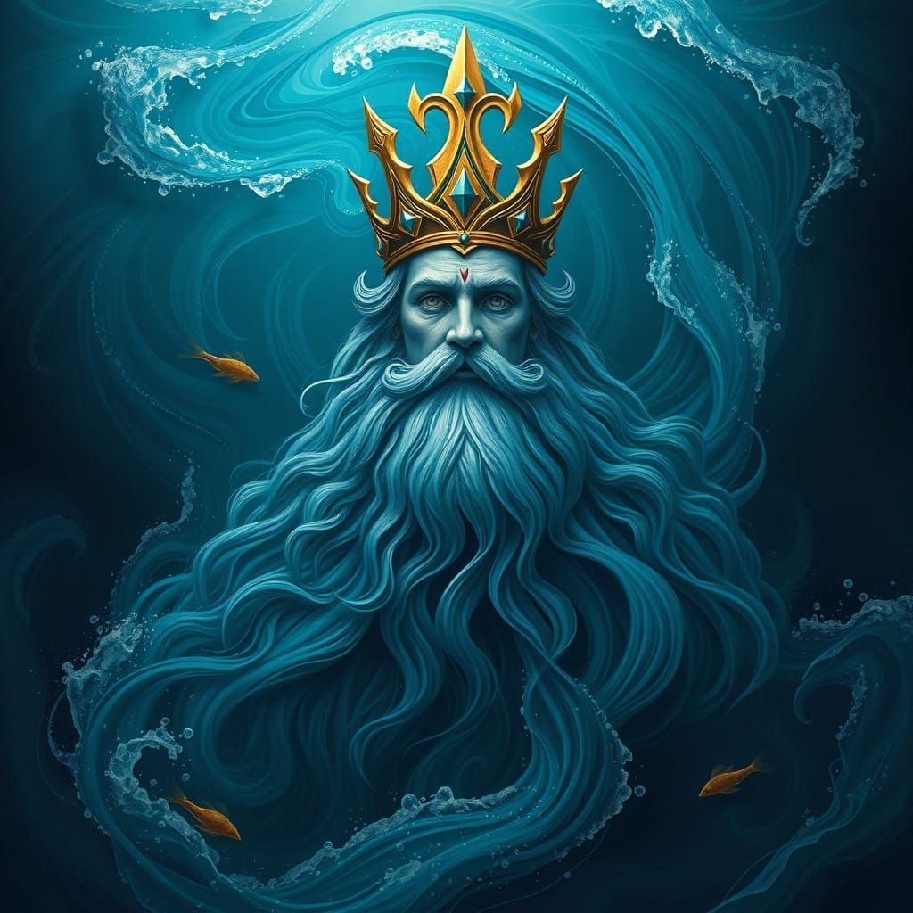 Ancient Ocean Deity in Mystic Depths