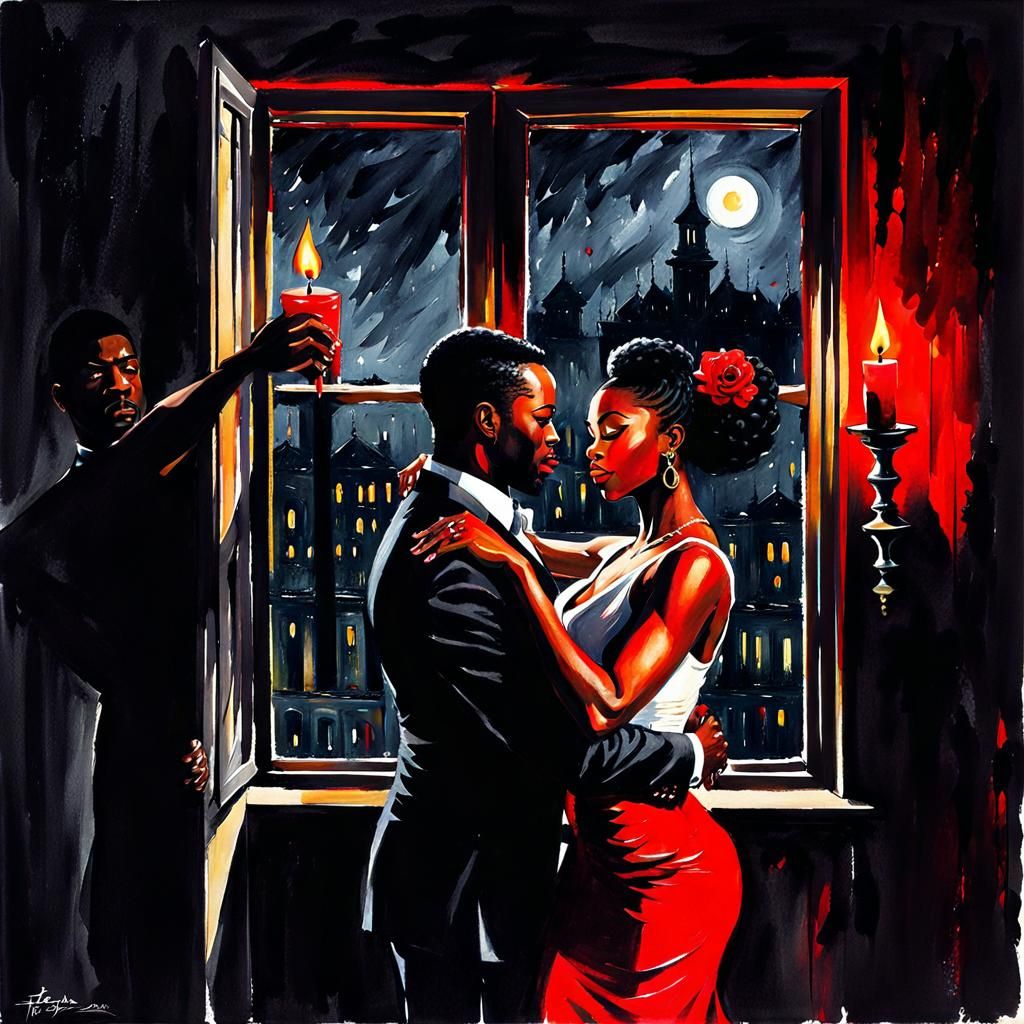 Sultry Nighttime Salsa in the Style of Fabian Perez