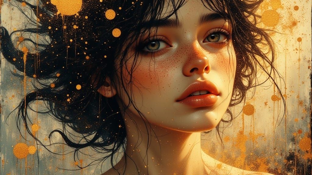 Melancholic Woman Portrait in Concept Art Style