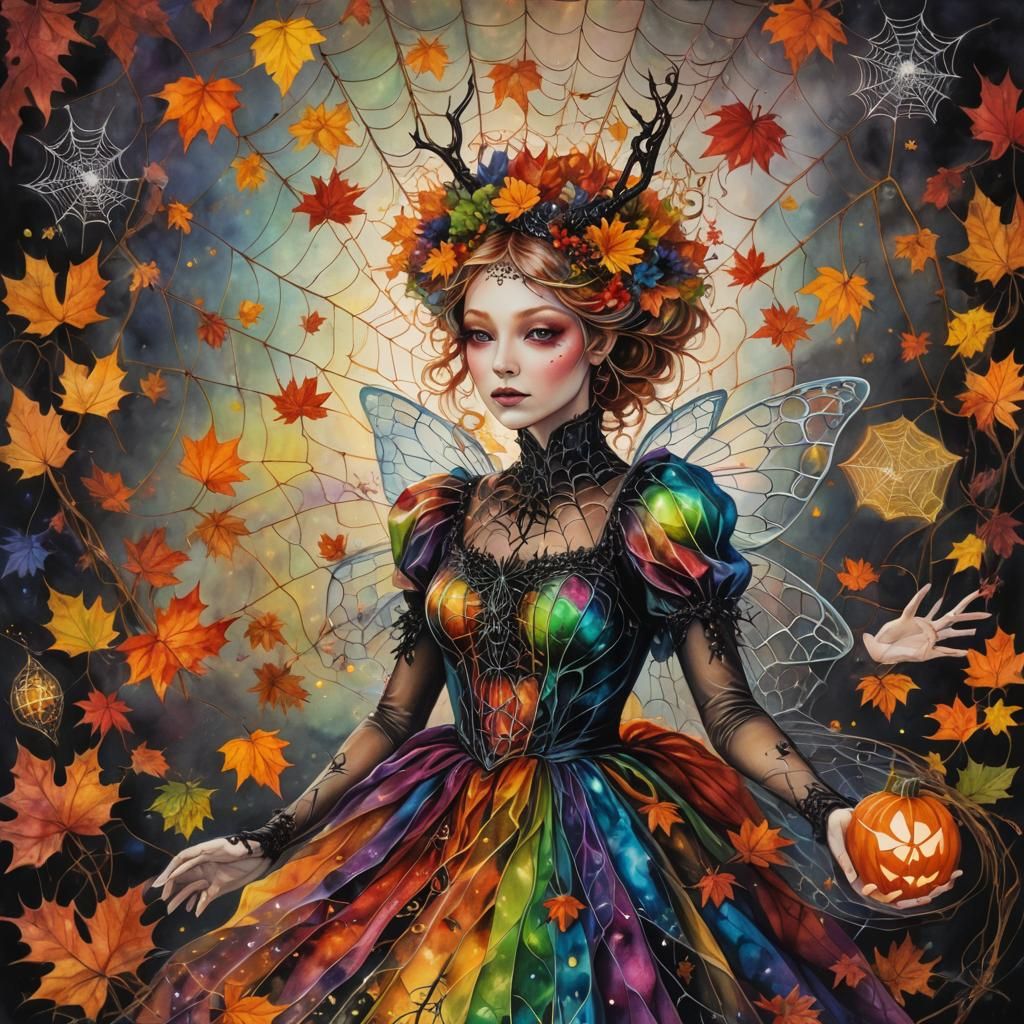 Autumn Dreamer with Fairy in Surreal Setting