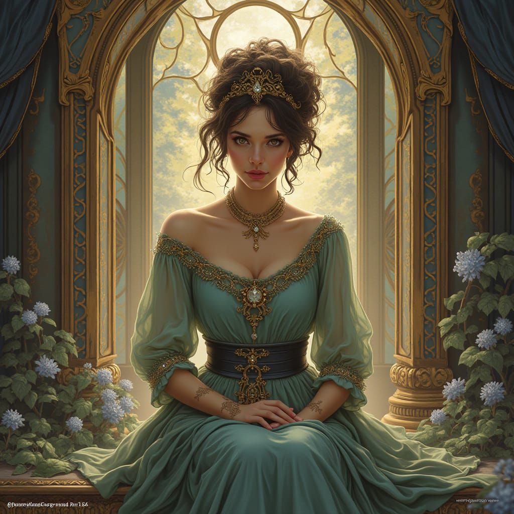 Elegant Card Token Layout in Whimsical Digital Art