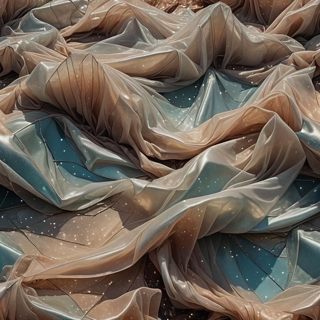 Futuristic Shimmering Tulle Fabric in Sci-Fi Landscape