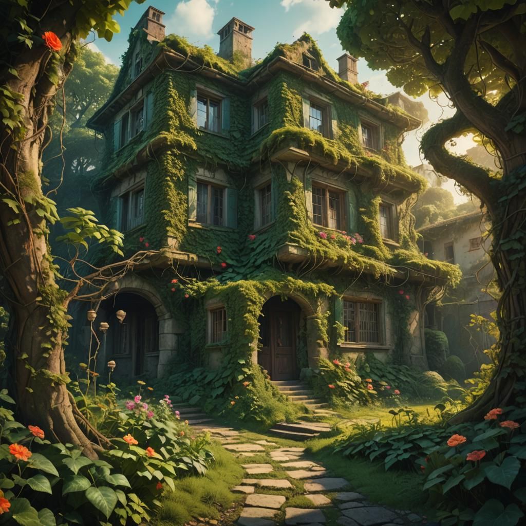 Mystical Garden House Digital Matte Painting