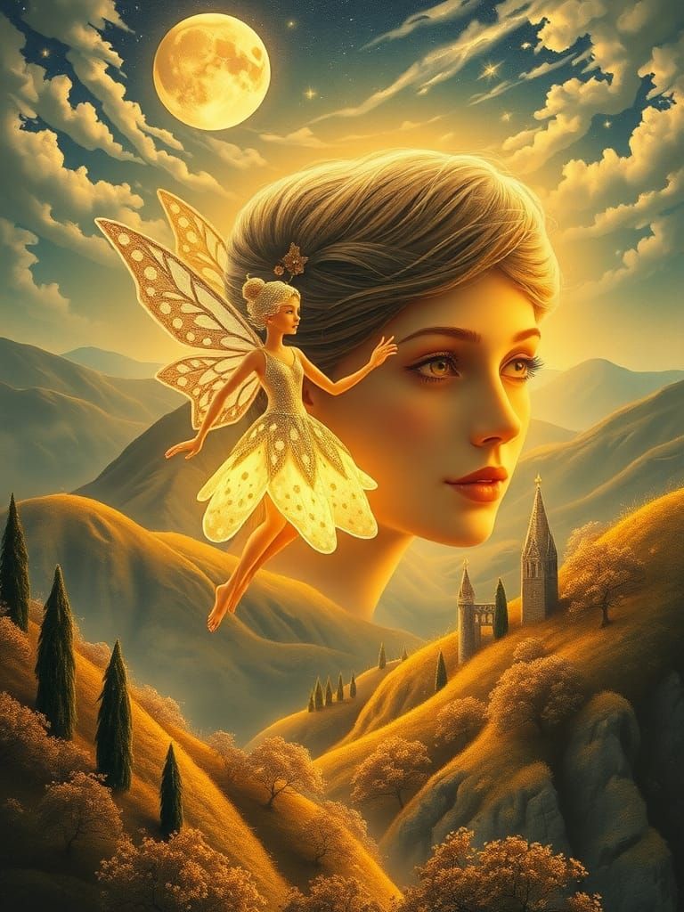 Luminous Fairy Dancing in Dreamlike Landscape