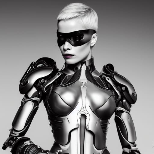 Cyborg Woman in Matrix Suit, Detailed Matte Painting