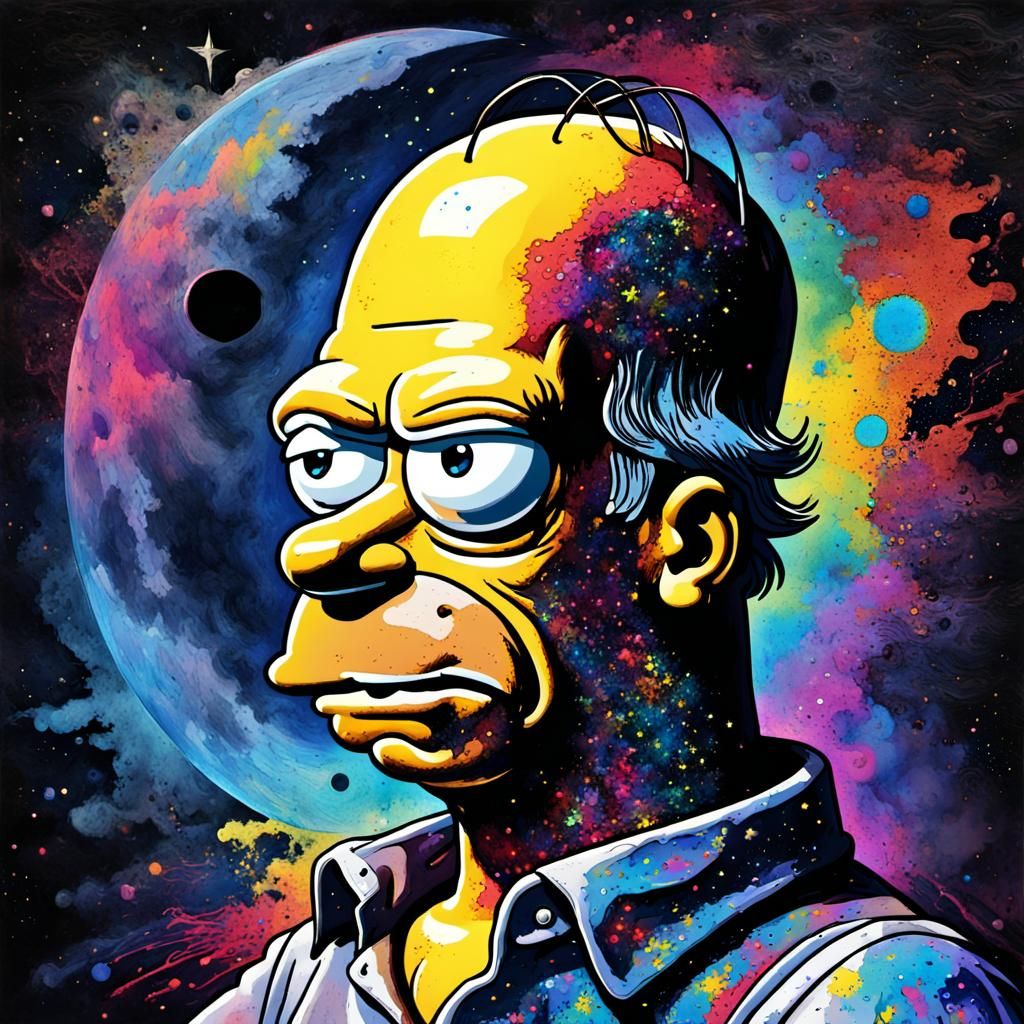 Homer Simpson Horror: Ethereal Impressionist Nightmare