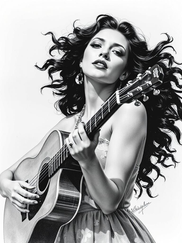 Grayscale Dancer in Art Deco Style