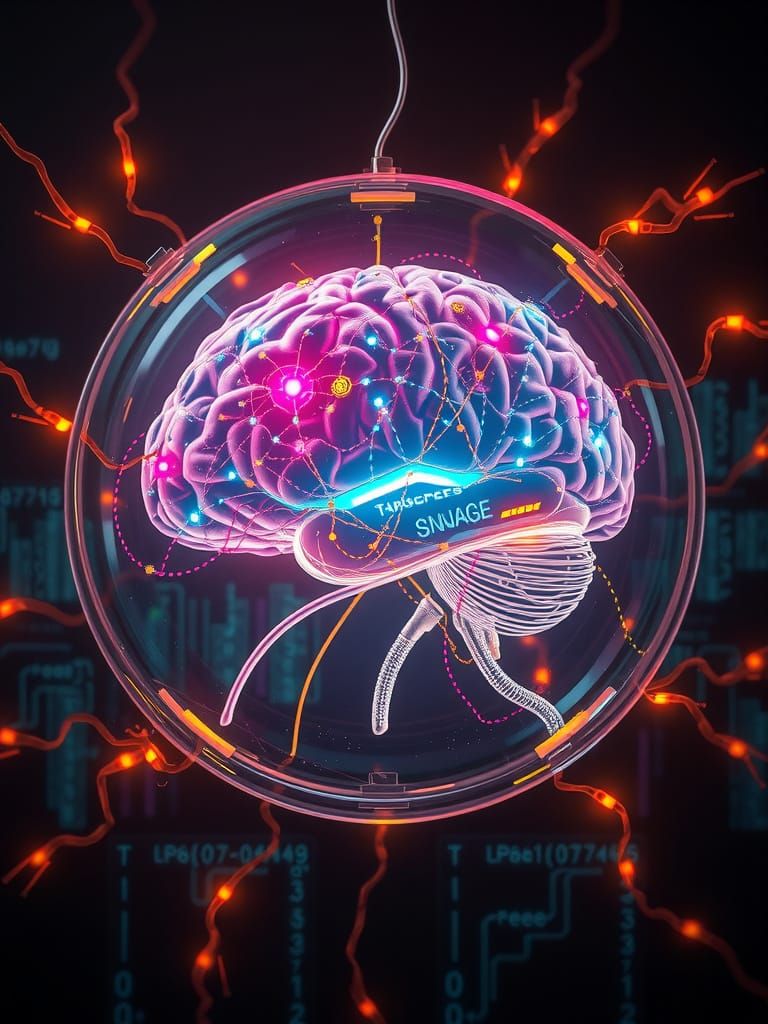 Cybernetic Human Brain in Biocompatible Sphere with Glowing ...