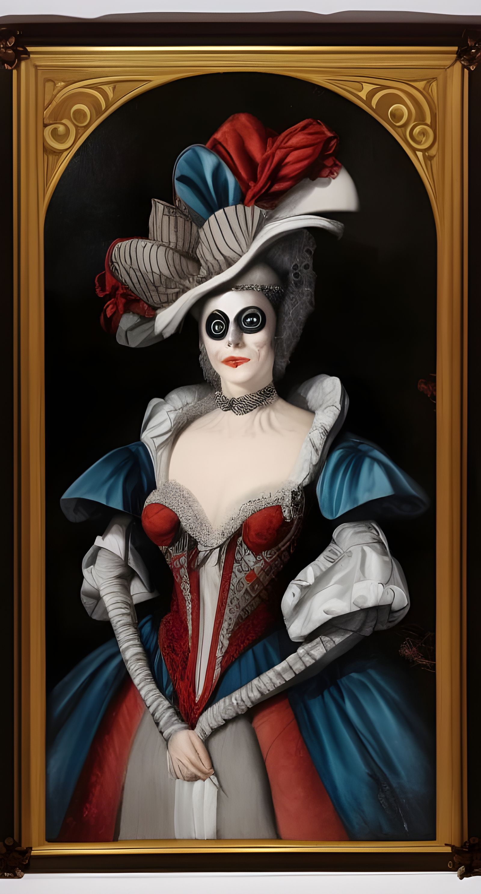 Masquerade Portrait of a Woman in Harlequin Costume