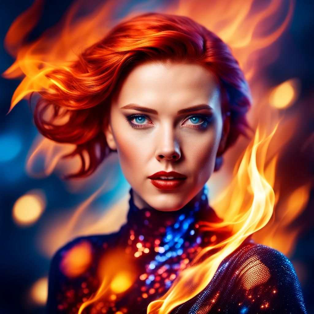 stunning beauty woman flame