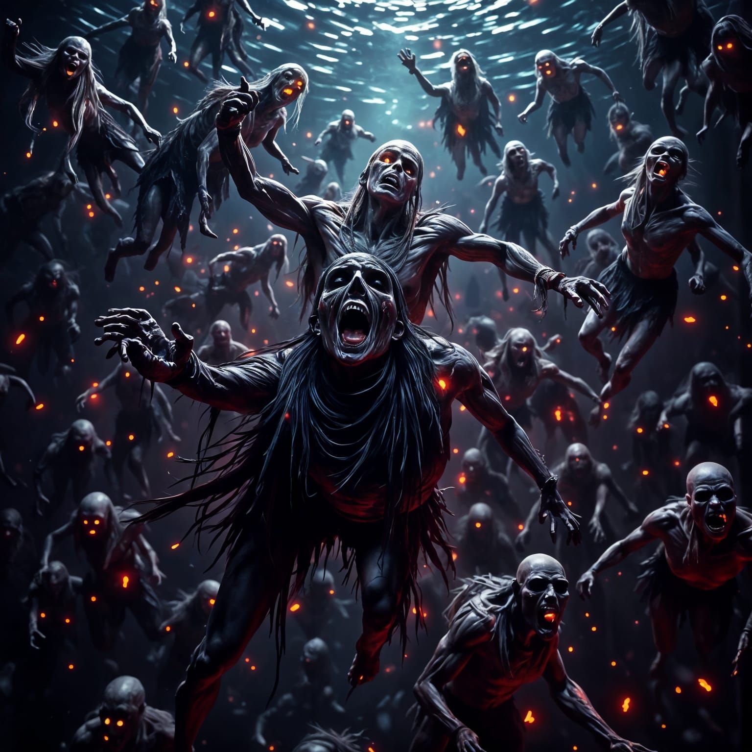 Zero Gravity Zombies in Dark Fantasy Art