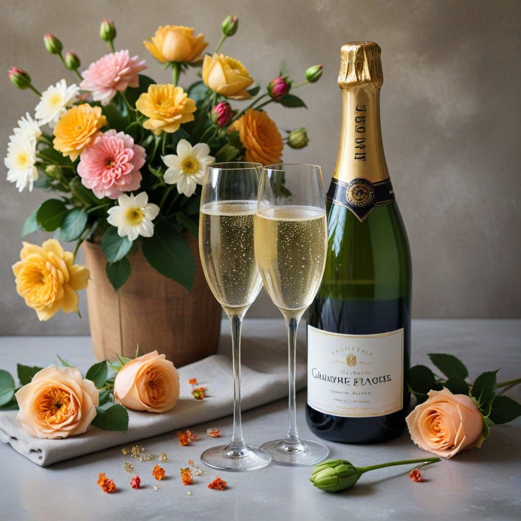 Bubbly Romance in a Floral Bouquet