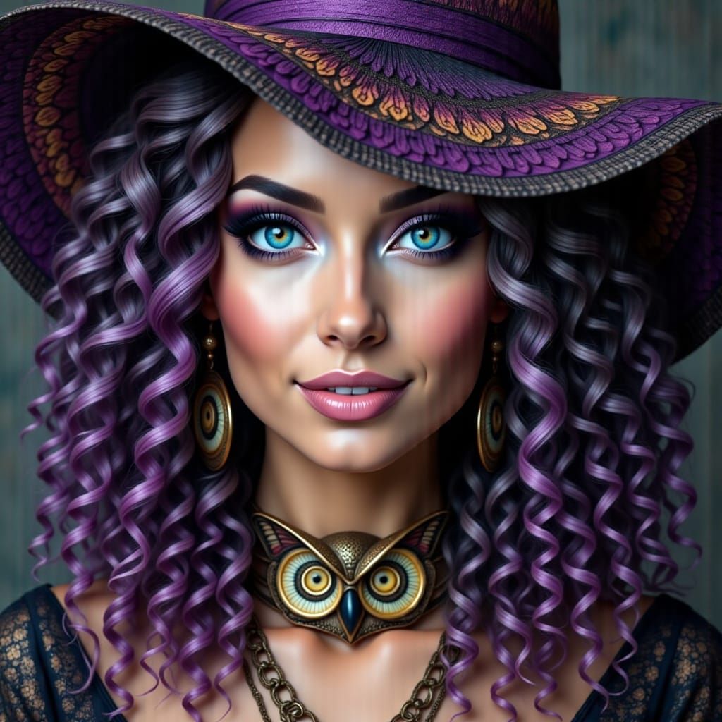 Woman with Owl Face in Golden Twenties Style