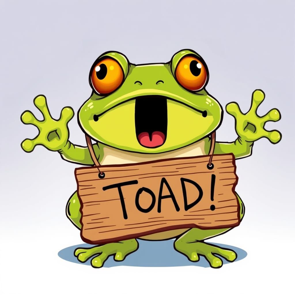 Cartoon Frog with Toad Sign