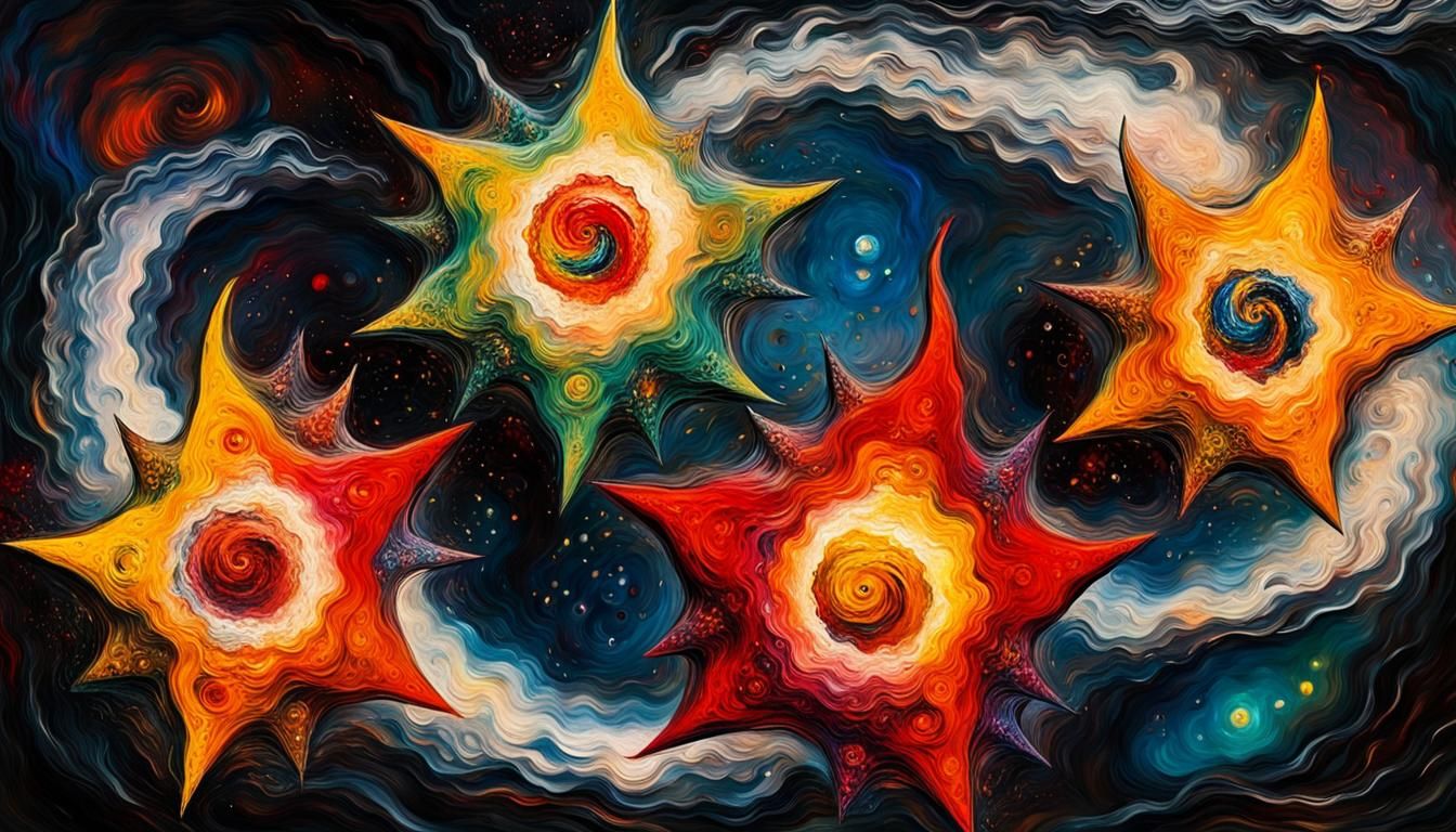 Cosmic Stars in Vivid Impasto Style