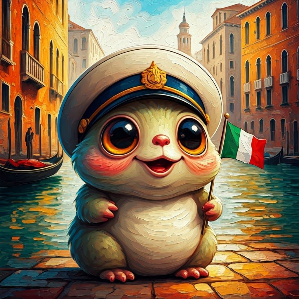 Adorable Italian Creature in Neo-Impressionist Style