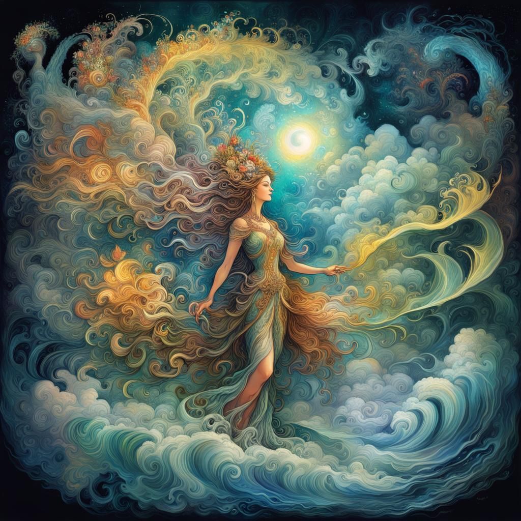 Summer Goddess in Magical Fantasy Painting