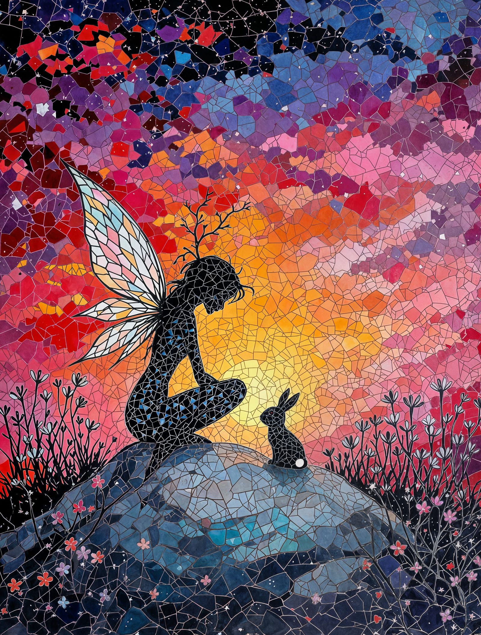 Surreal Sunset Encounter in Vibrant Colors