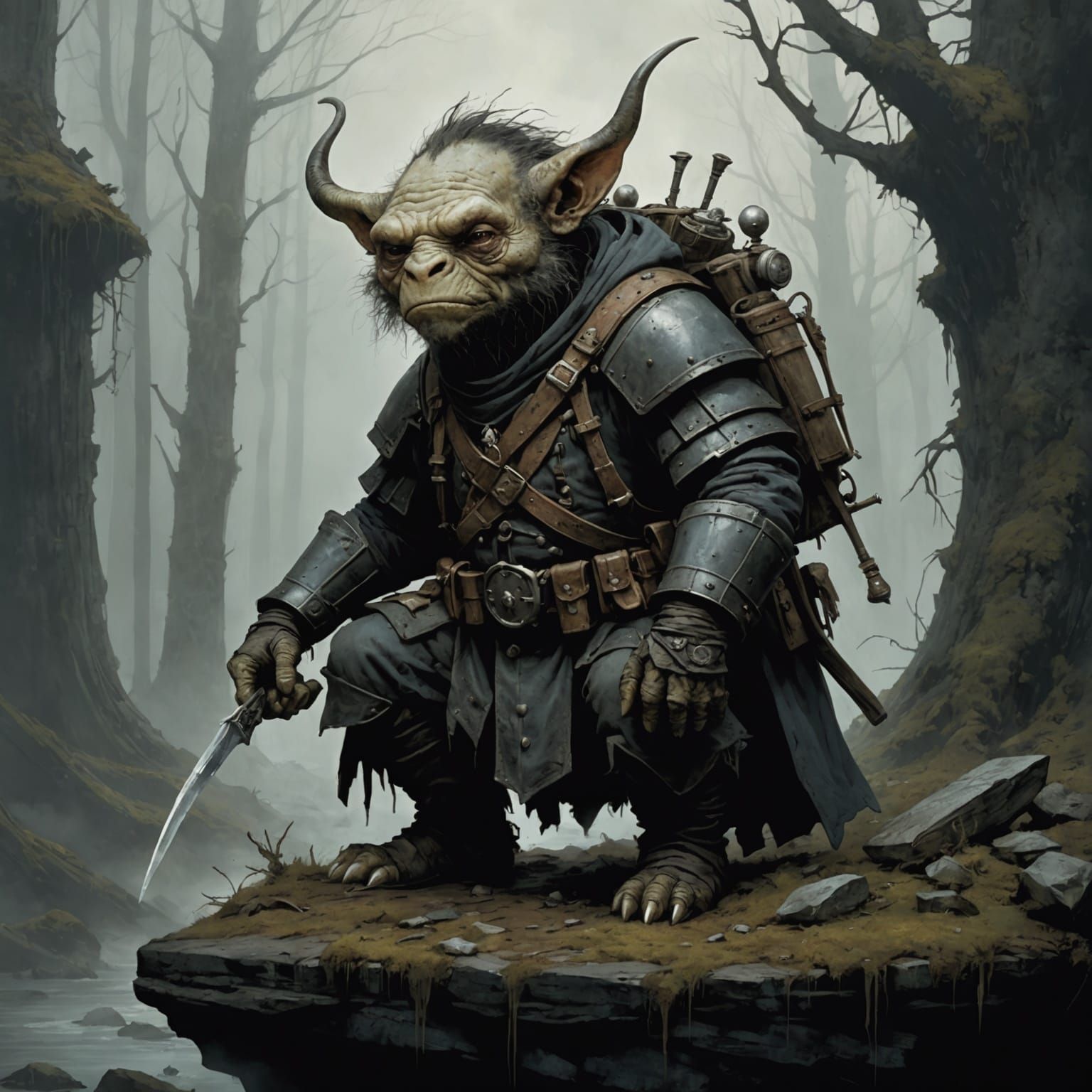 Grimdark Fantasy Character in Dark Illustration