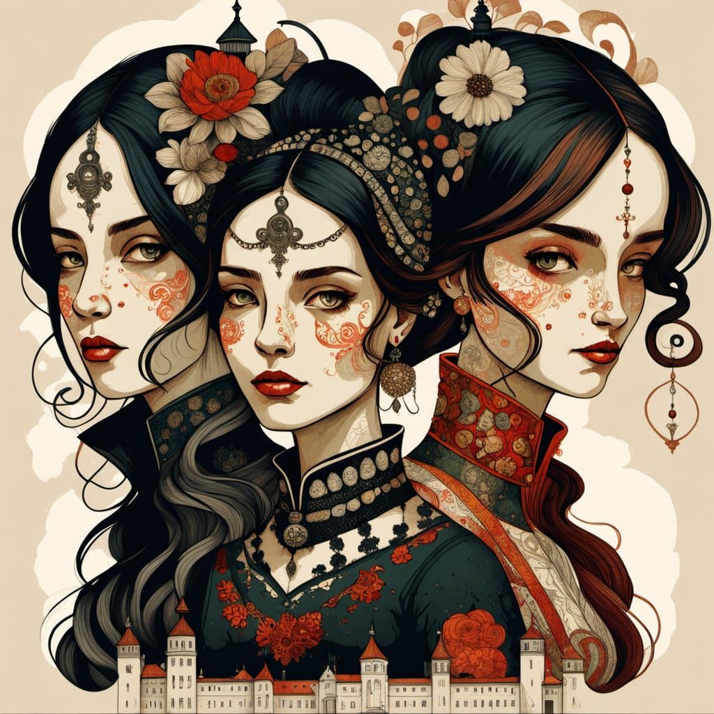 Timeless Beauty in Intricate Double Exposure