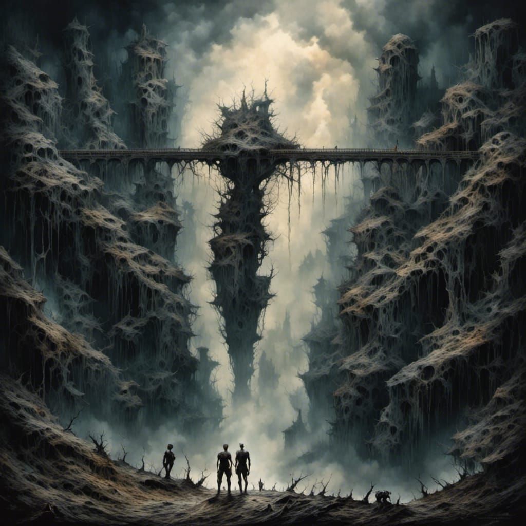 Muscular Troll Guards Bridge in Dark Fantasy Style