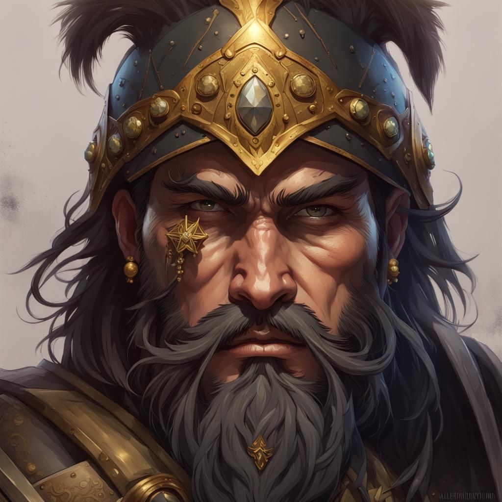 Dwarven Warrior Portrait in Hyperdetailed Concept Art