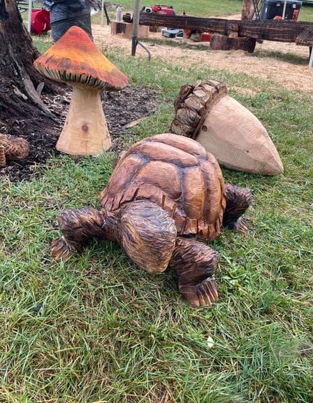 Chainsaw Carved Wooden Turtle Sculpture