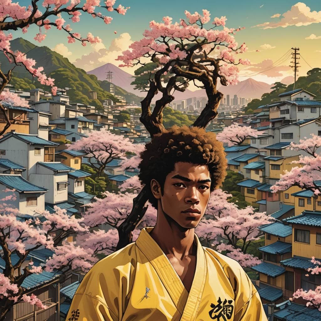 Ukiyo-e Portrait Blending Brazilian and Japanese Culture