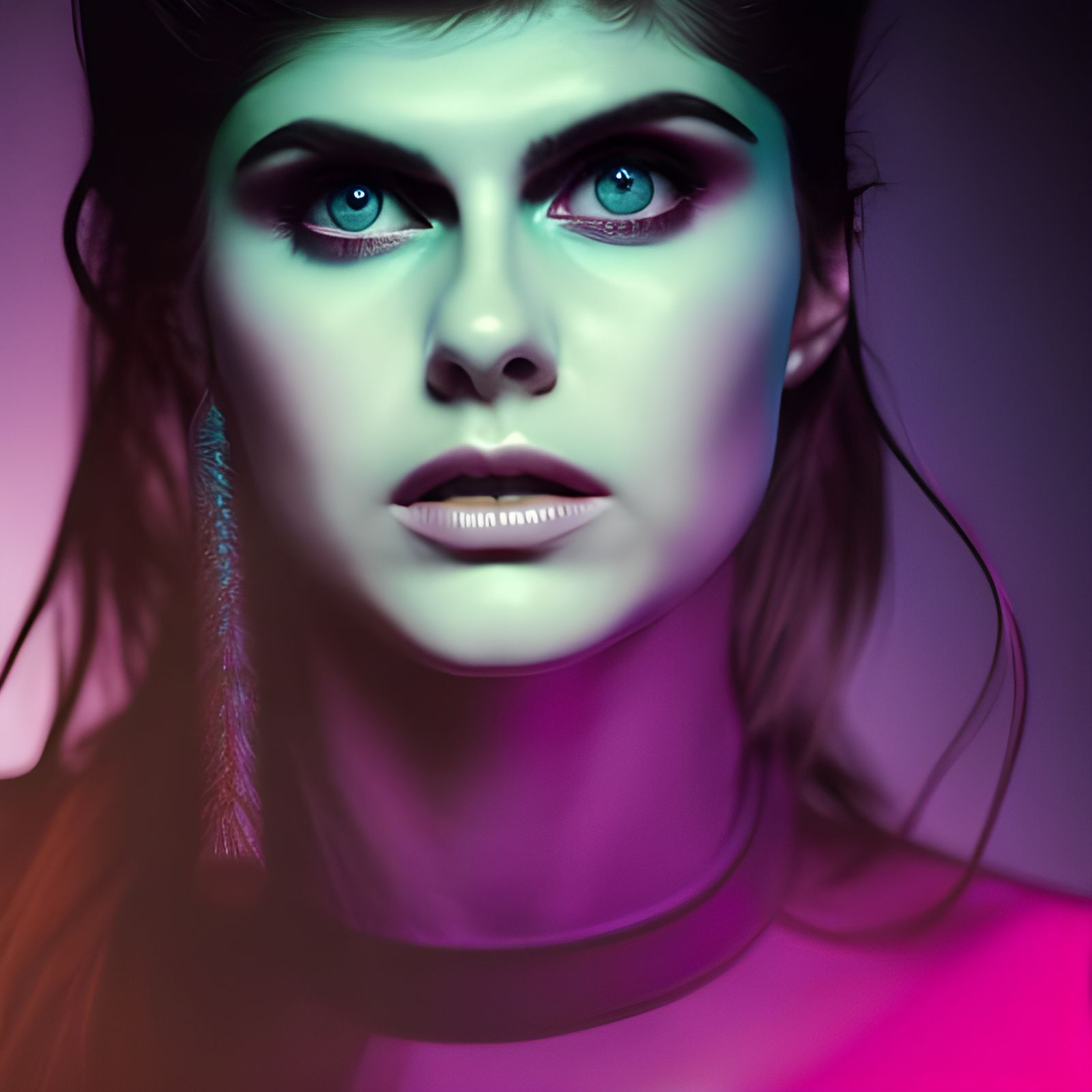 Alexandra Daddario in Synthwave Neon Portrait