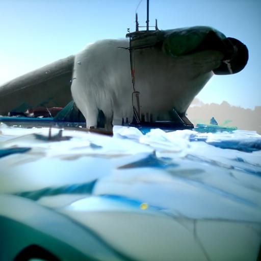 Arctic Scene with Harpoon Ship and Wildlife