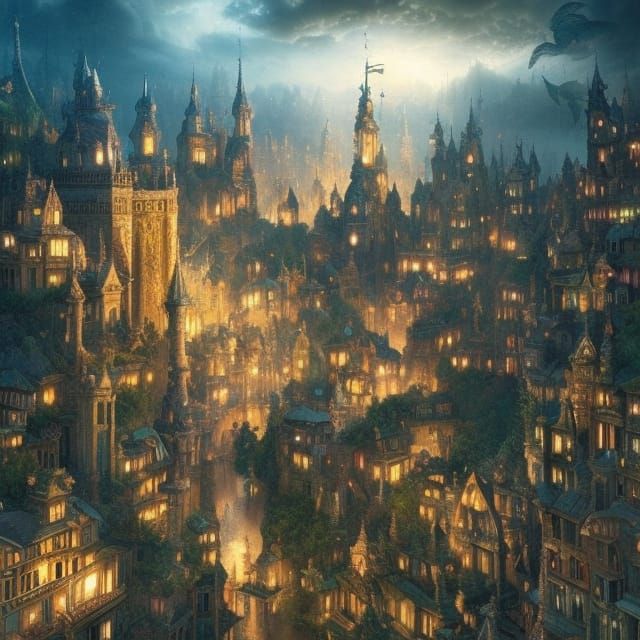 Surreal Fairy Town: Epic Digital Matte Painting
