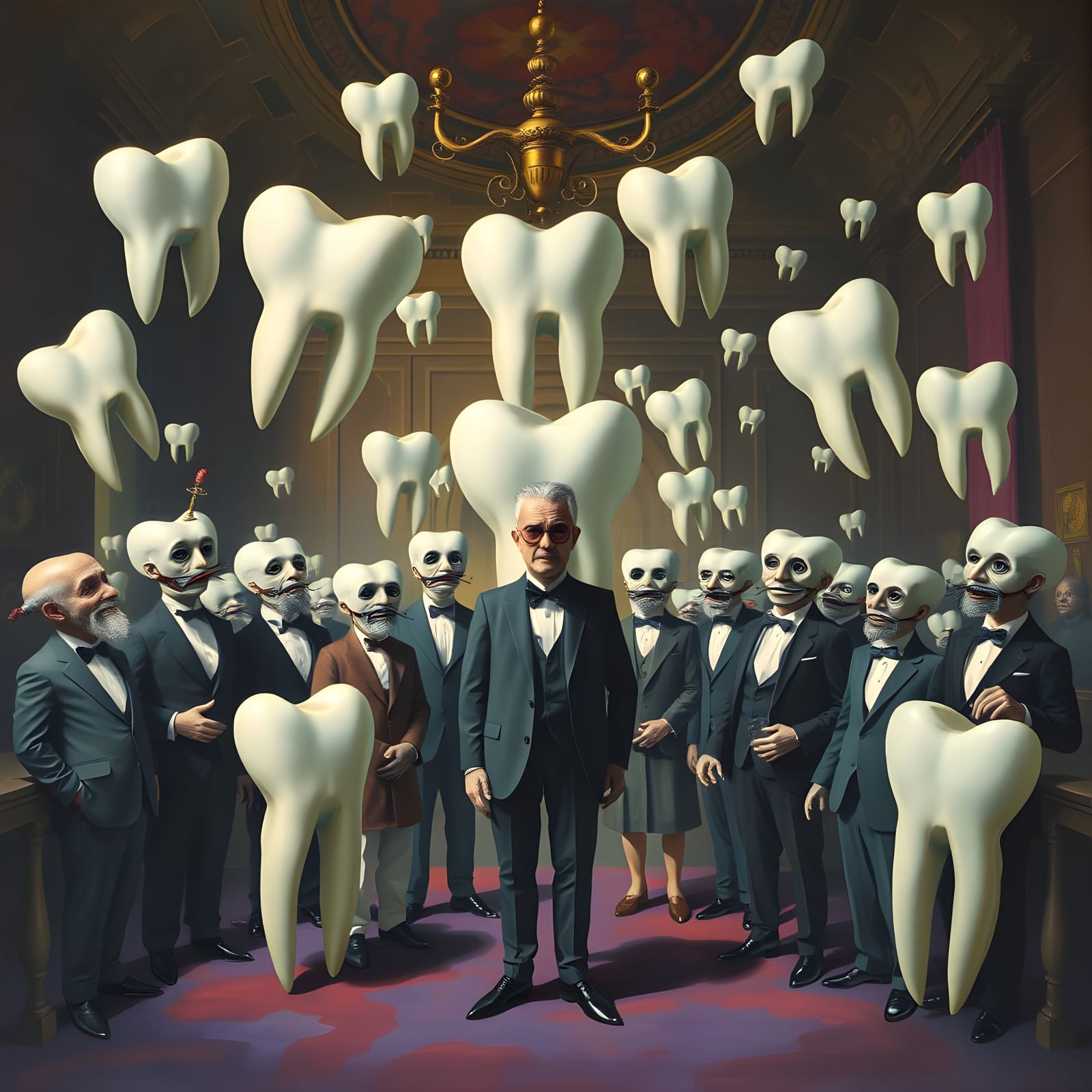 Surreal Tooth Society Gathering Painting