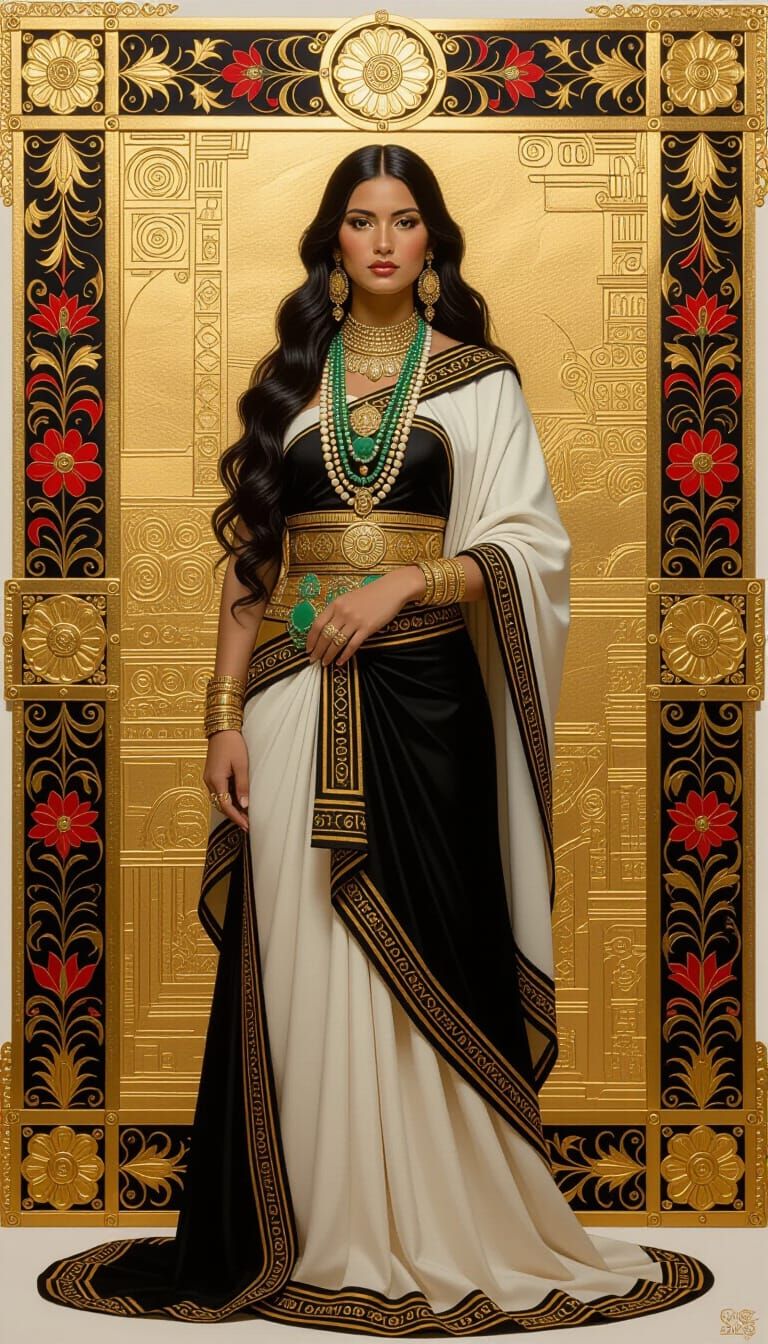 Inca Empress Portrait in Art Nouveau Style