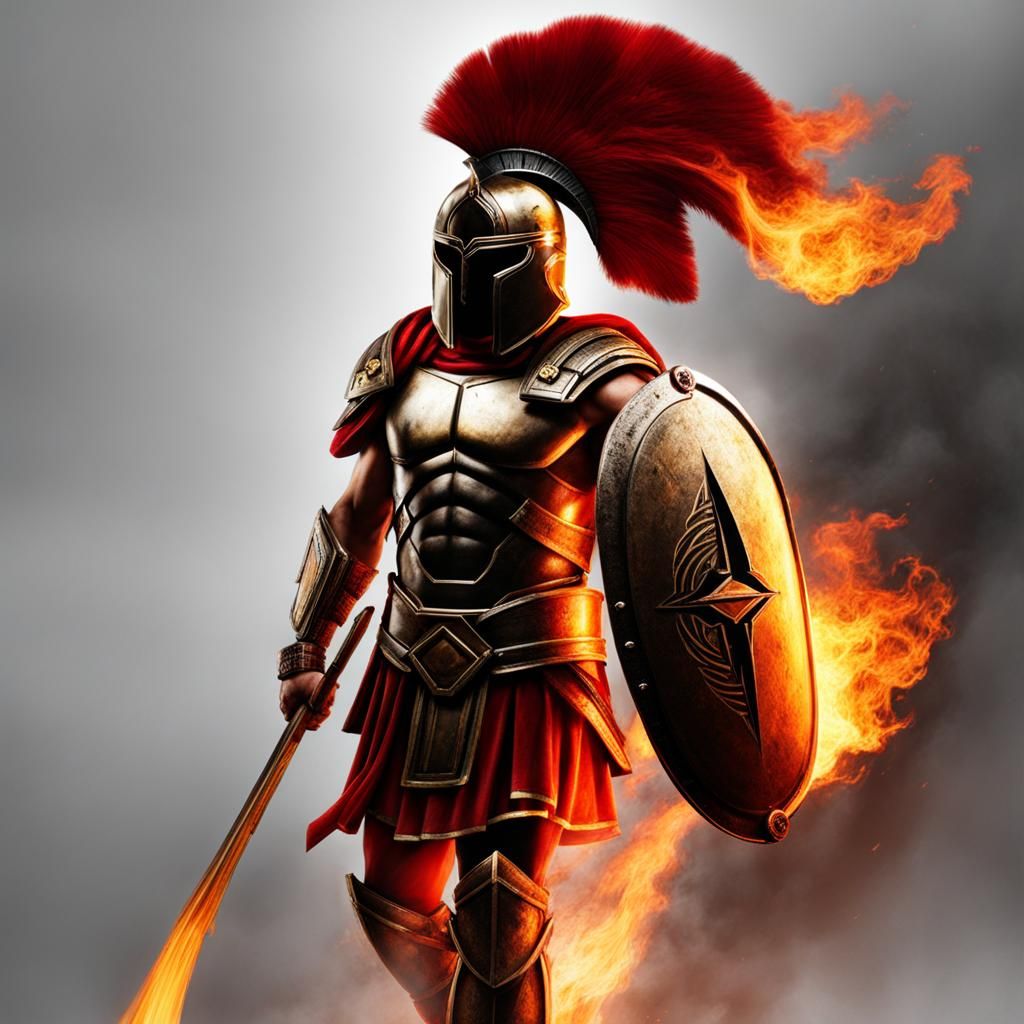 Spartan Warrior Ablaze: A Symbol of Defiance