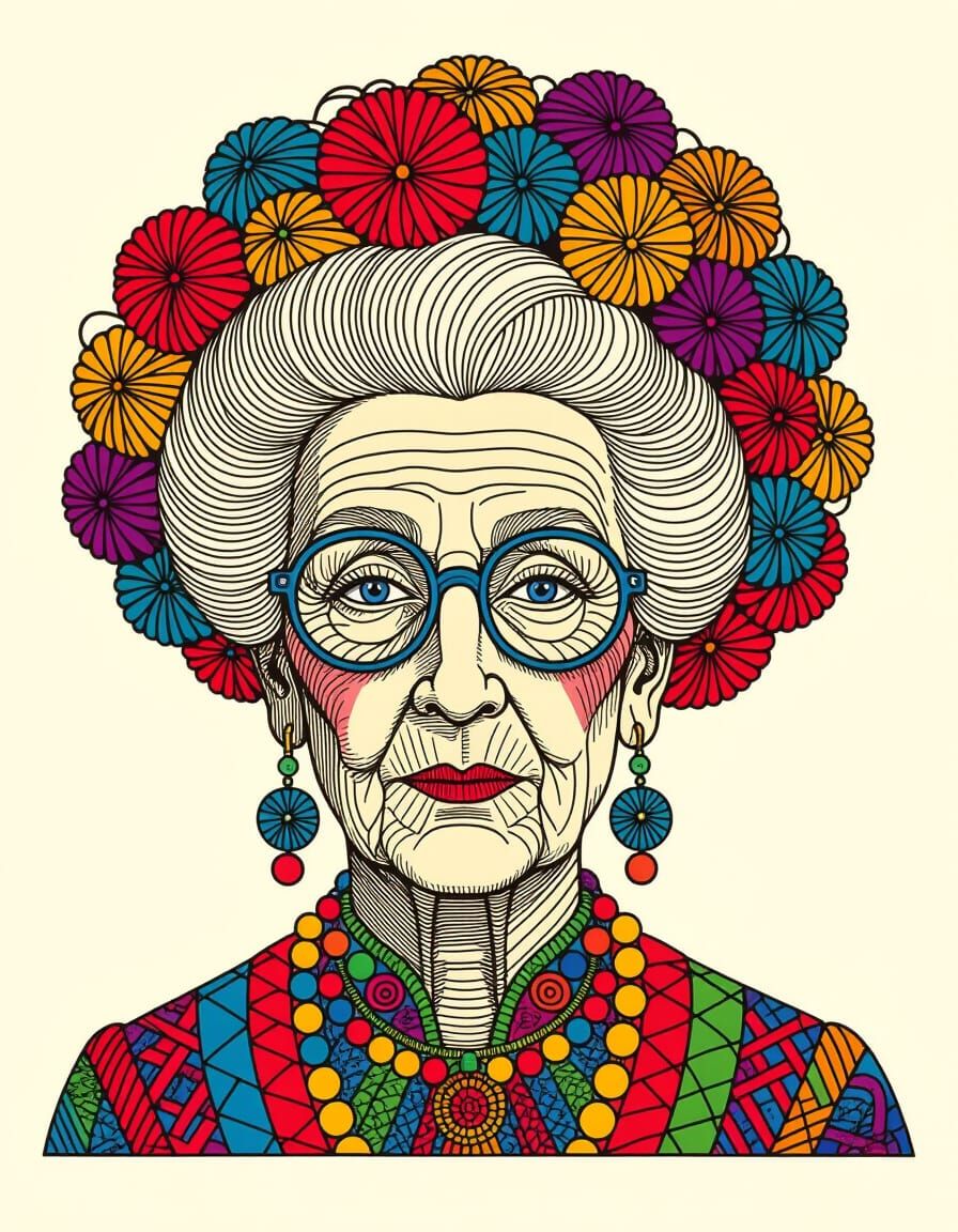 Dürer-Style Portrait of Embroidered Woman