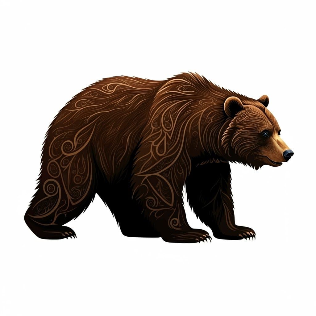 Zuni Bear Silhouette on White Background