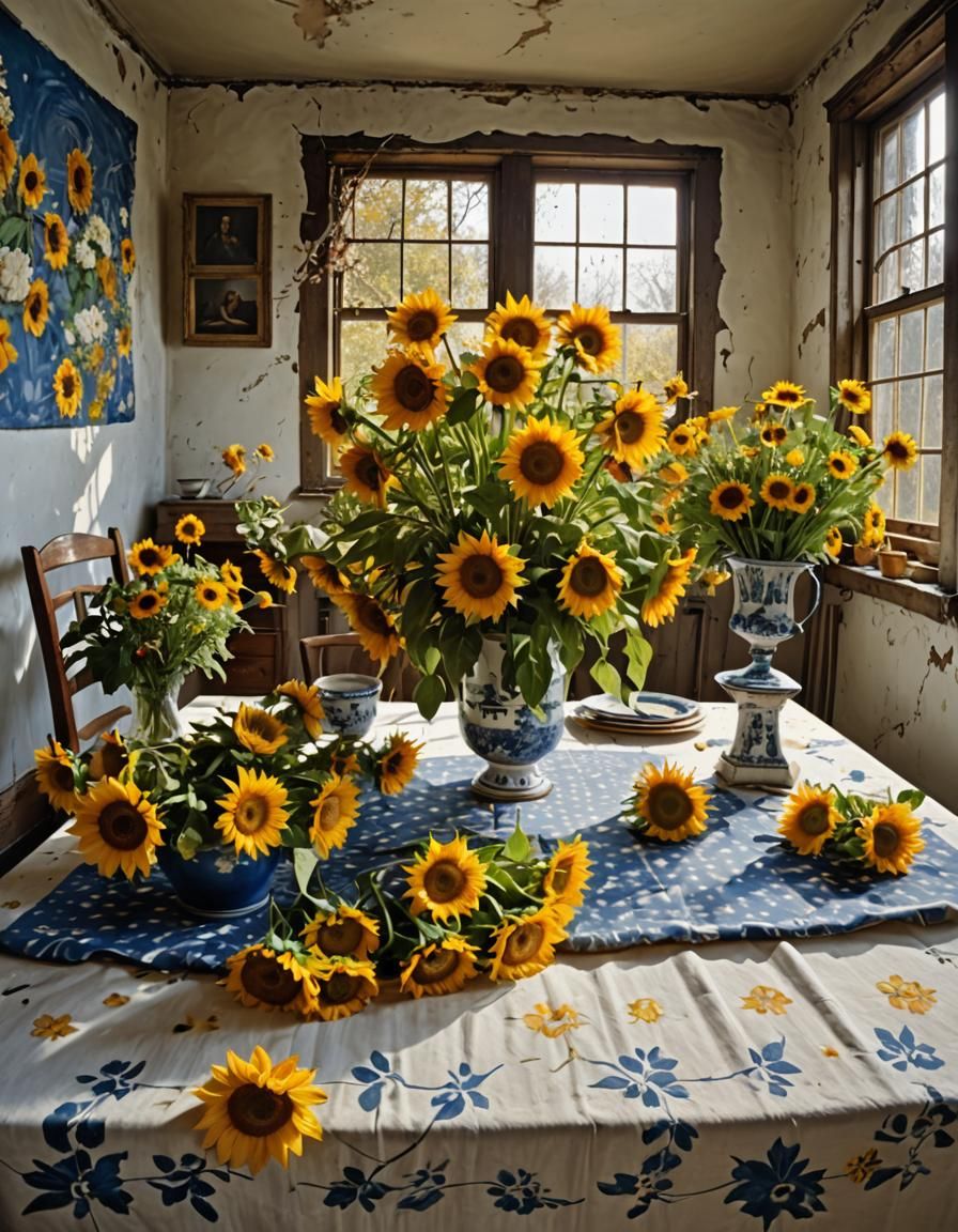 Still Life with Flowers in Hyperrealist Style