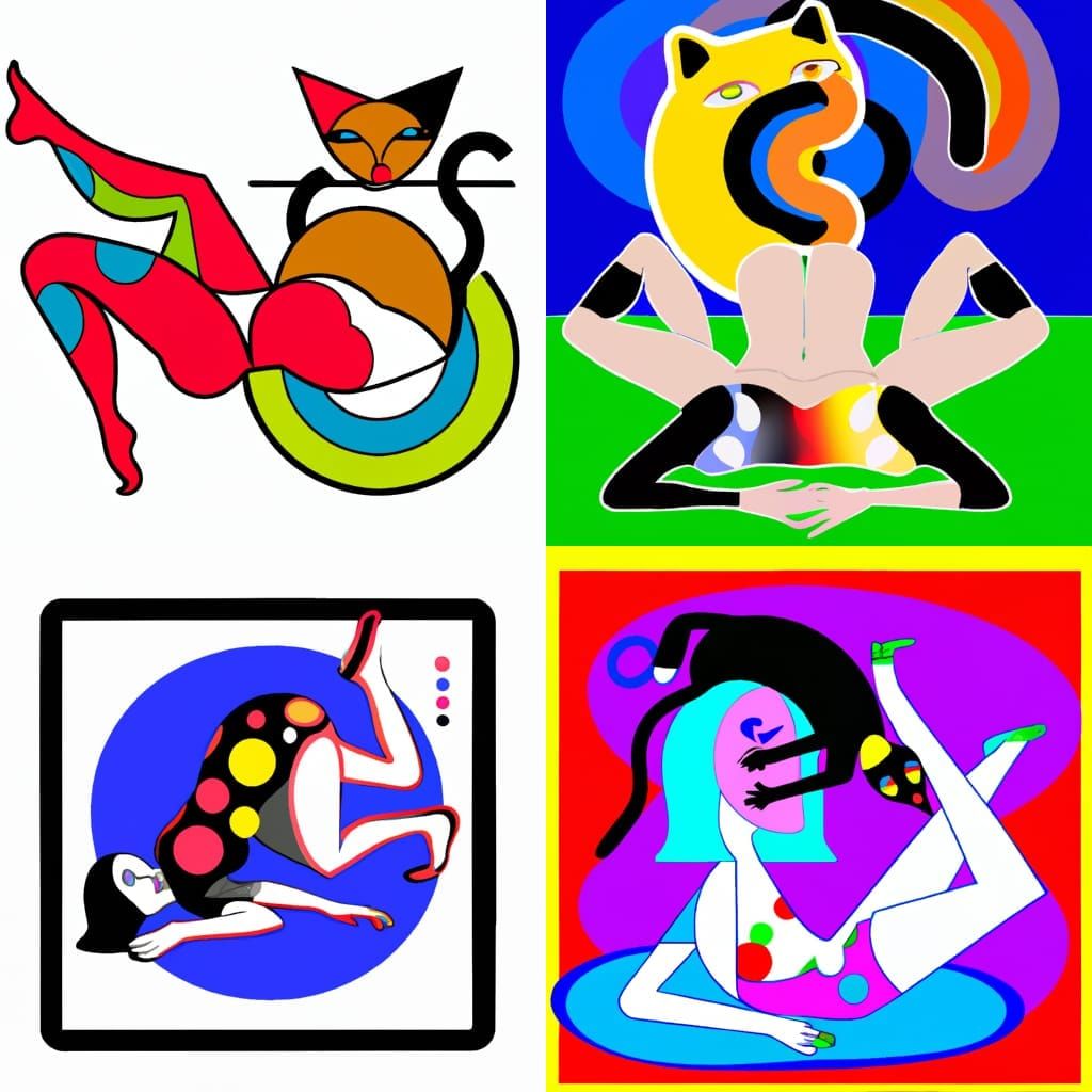 Catgirl and Mushroom Logo in Bauhaus Illustration