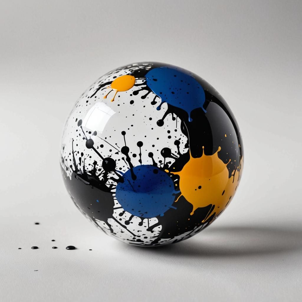 Abstract Ink Splatters on Transparent Sphere