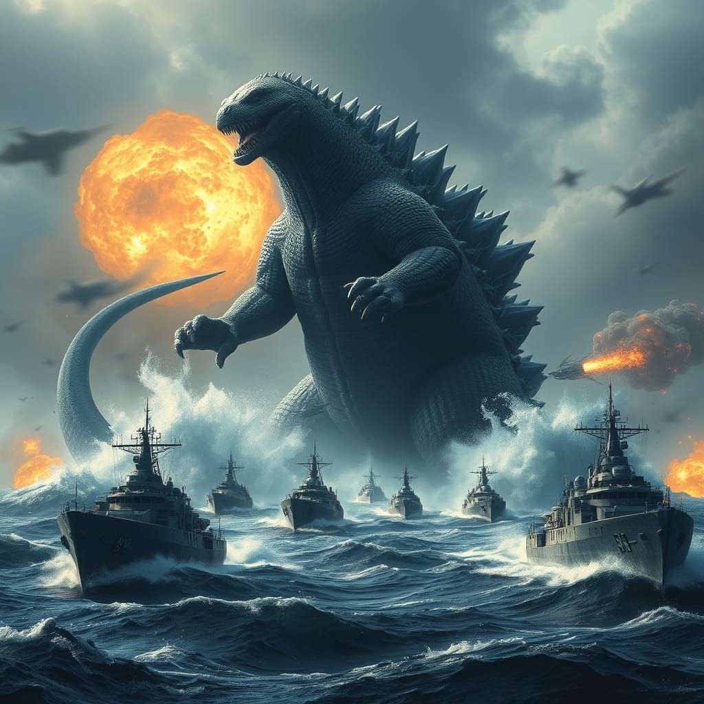 Massive Kaiju Rises from the Depths to Devastate a Fleet