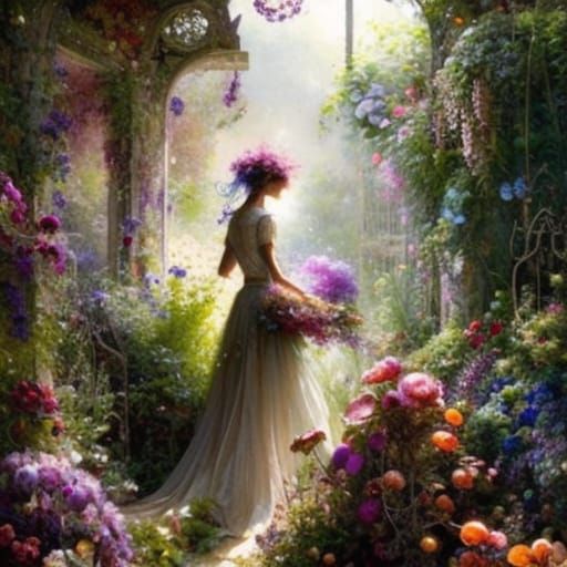 Enchanting Gardener in a Fantasy Art Painting