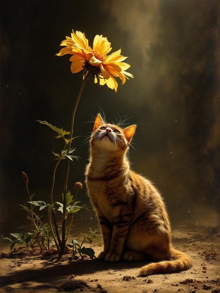 Dramatic Cat Portrait in Bleached Light