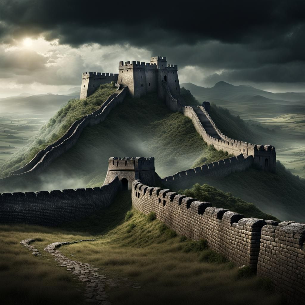 Ancient Roman Wall in Dark Fantasy Style