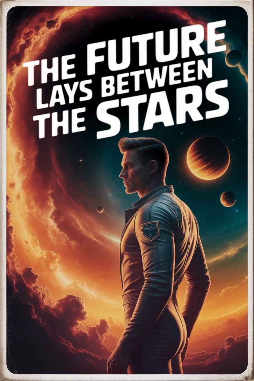 Man in Nebula Glow on Vintage Sci-Fi Cover