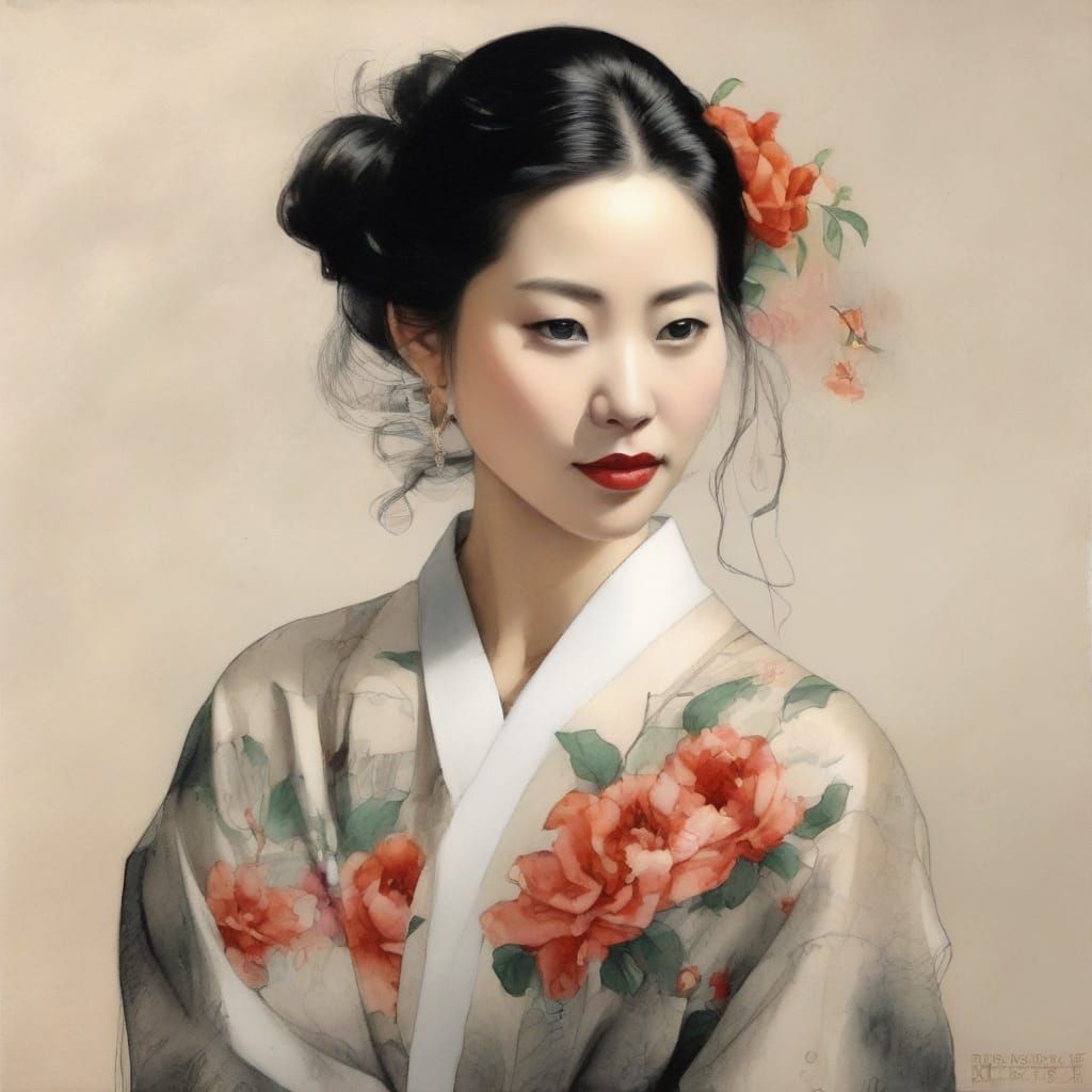 Beautiful Woman in Traditional Chinese Art